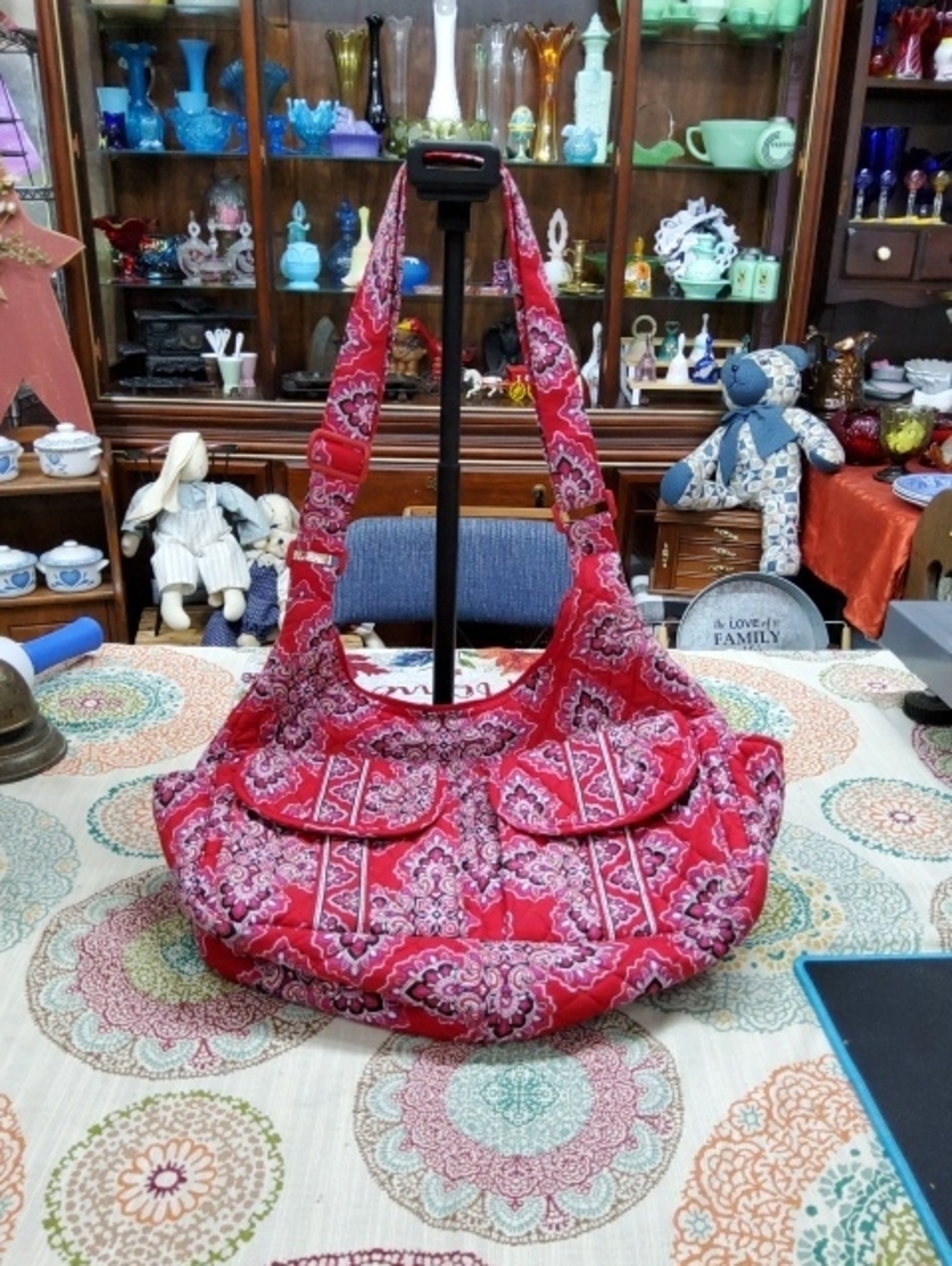 Vera Bradley Red Paisley Quilted Hobo Shoulder Bag